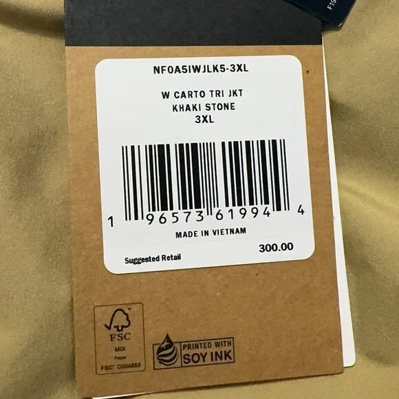 The North Face Women's Carto TriClimate Jacket Khaki Stone 3XL